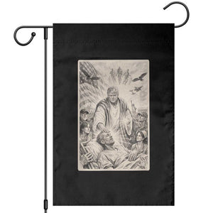 Trump The Healer Graphic Garden Flag Vintage Etching Style Religious Political Satire TS02 Black Print Your Wear