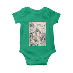 Trump The Healer Graphic Baby Onesie Vintage Etching Style Religious Political Satire TS02 Irish Green Print Your Wear