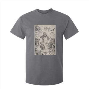 Trump The Healer Graphic T Shirt For Kid Vintage Etching Style Religious Political Satire TS02 Charcoal Print Your Wear