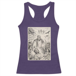 Trump The Healer Graphic Racerback Tank Top Vintage Etching Style Religious Political Satire TS02 Purple Print Your Wear
