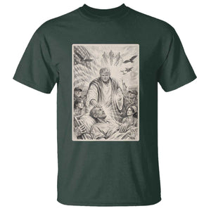 Trump The Healer Graphic T Shirt Vintage Etching Style Religious Political Satire TS02 Dark Forest Green Print Your Wear