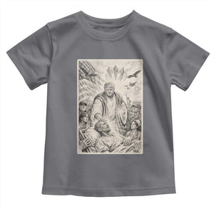 Trump The Healer Graphic Toddler T Shirt Vintage Etching Style Religious Political Satire TS02 Charcoal Print Your Wear