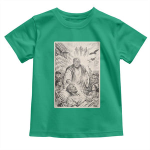 Trump The Healer Graphic Toddler T Shirt Vintage Etching Style Religious Political Satire TS02 Irish Green Print Your Wear