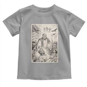 Trump The Healer Graphic Toddler T Shirt Vintage Etching Style Religious Political Satire TS02 Sport Gray Print Your Wear