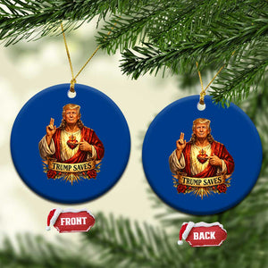 Trump Saves Sacred Heart Religious Parody Ceramic Ornament Jesus-Like Devine Leader Political Satire TS02 1pc Blue Print Your Wear