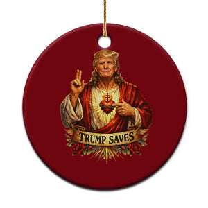 Trump Saves Sacred Heart Religious Parody Ceramic Ornament Jesus-Like Devine Leader Political Satire TS02 1pc Red Print Your Wear