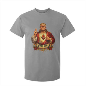 Trump Saves Sacred Heart Religious Parody T Shirt For Kid Jesus-Like Devine Leader Political Satire TS02 Sport Gray Print Your Wear