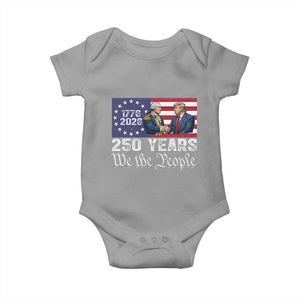 250 Years George Washington and Trump Handshake Patriotic Baby Onesie We The People 1776-2026 Founding Fathers Legacy TS02 Sport Gray Print Your Wear