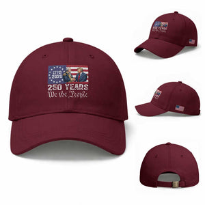 250 Years George Washington and Trump Handshake Patriotic Baseball Cap We The People 1776-2026 Founding Fathers Legacy TS02 Baseball Cap Universal Fit Maroon Print Your Wear