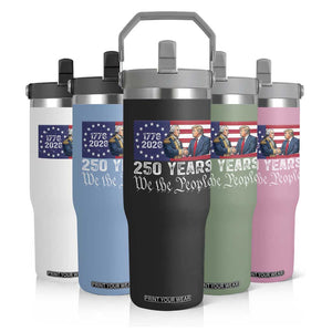 250 Years George Washington and Trump Handshake Patriotic Flip Straw Tumbler We The People 1776-2026 Founding Fathers Legacy TS02 Print Your Wear