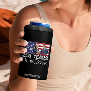 250 Years George Washington and Trump Handshake Patriotic 4 in 1 Can Cooler Tumbler We The People 1776-2026 Founding Fathers Legacy TS02 Print Your Wear