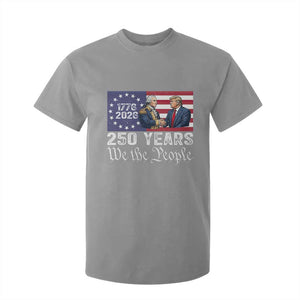 250 Years George Washington and Trump Handshake Patriotic T Shirt For Kid We The People 1776-2026 Founding Fathers Legacy TS02 Sport Gray Print Your Wear