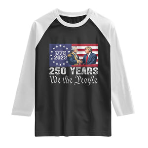 250 Years George Washington and Trump Handshake Patriotic Raglan Shirt We The People 1776-2026 Founding Fathers Legacy TS02 Black White Print Your Wear