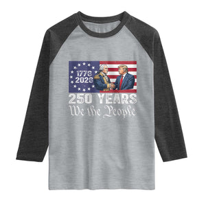 250 Years George Washington and Trump Handshake Patriotic Raglan Shirt We The People 1776-2026 Founding Fathers Legacy TS02 Heather Gray Heather Charcoal Print Your Wear