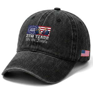 250 Years George Washington and Trump Handshake Patriotic Washed Cotton Baseball Cap We The People 1776-2026 Founding Fathers Legacy TS02 Print Your Wear