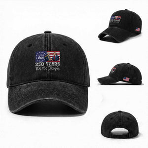 250 Years George Washington and Trump Handshake Patriotic Washed Cotton Baseball Cap We The People 1776-2026 Founding Fathers Legacy TS02 Washed Cap Universal Fit Black Print Your Wear