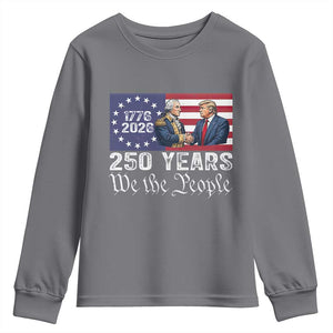 250 Years George Washington and Trump Handshake Patriotic Youth Sweatshirt We The People 1776-2026 Founding Fathers Legacy TS02 Charcoal Print Your Wear