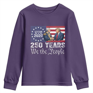 250 Years George Washington and Trump Handshake Patriotic Youth Sweatshirt We The People 1776-2026 Founding Fathers Legacy TS02 Purple Print Your Wear