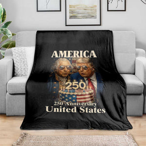 USA 250th Anniversary George Washington and Trump Birthday Cake Throw Blanket 250 Years 1776 2026 Patriotic Celebration TS02 Print Your Wear