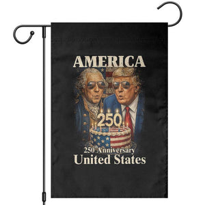 USA 250th Anniversary George Washington and Trump Birthday Cake Garden Flag 250 Years 1776 2026 Patriotic Celebration TS02 Black Print Your Wear