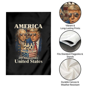 USA 250th Anniversary George Washington and Trump Birthday Cake Garden Flag 250 Years 1776 2026 Patriotic Celebration TS02 Print Your Wear