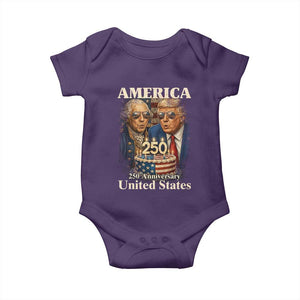 USA 250th Anniversary George Washington and Trump Birthday Cake Baby Onesie 250 Years 1776 2026 Patriotic Celebration TS02 Purple Print Your Wear