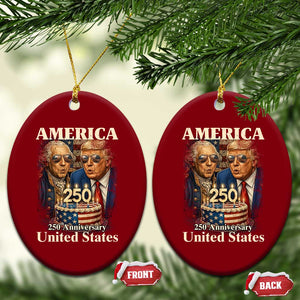 USA 250th Anniversary George Washington and Trump Birthday Cake Ceramic Ornament 250 Years 1776 2026 Patriotic Celebration TS02 Print Your Wear