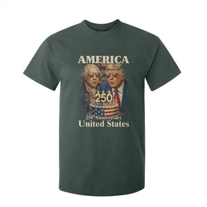 USA 250th Anniversary George Washington and Trump Birthday Cake T Shirt For Kid 250 Years 1776 2026 Patriotic Celebration TS02 Dark Forest Green Print Your Wear