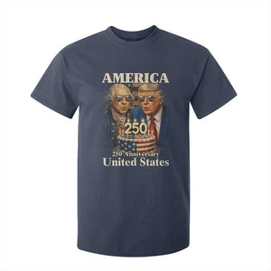 USA 250th Anniversary George Washington and Trump Birthday Cake T Shirt For Kid 250 Years 1776 2026 Patriotic Celebration TS02 Navy Print Your Wear
