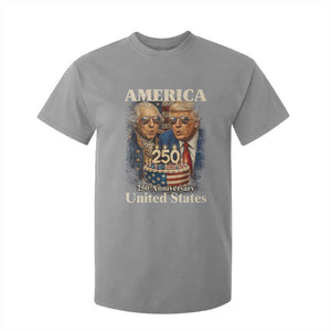 USA 250th Anniversary George Washington and Trump Birthday Cake T Shirt For Kid 250 Years 1776 2026 Patriotic Celebration TS02 Sport Gray Print Your Wear