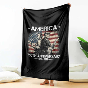 250th Anniversary Abraham Lincoln and Trump Rocking Throw Blanket Rock n Roll Electric Guitar Duel Patriotic 1776-2026 TS02 Print Your Wear