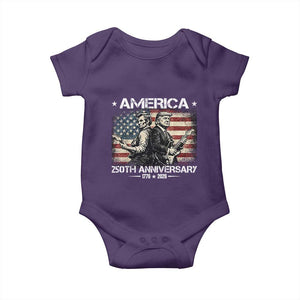 250th Anniversary Abraham Lincoln and Trump Rocking Baby Onesie Rock n Roll Electric Guitar Duel Patriotic 1776-2026 TS02 Purple Print Your Wear