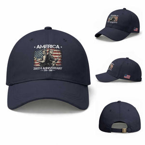 250th Anniversary Abraham Lincoln and Trump Rocking Baseball Cap Rock n Roll Electric Guitar Duel Patriotic 1776-2026 TS02 Baseball Cap Universal Fit Navy Print Your Wear