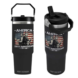 250th Anniversary Abraham Lincoln and Trump Rocking Flip Straw Tumbler Rock n Roll Electric Guitar Duel Patriotic 1776-2026 TS02 One Size: 30 oz Black Print Your Wear