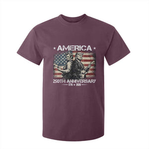250th Anniversary Abraham Lincoln and Trump Rocking T Shirt For Kid Rock n Roll Electric Guitar Duel Patriotic 1776-2026 TS02 Maroon Print Your Wear