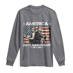 250th Anniversary Abraham Lincoln and Trump Rocking Long Sleeve Shirt Rock n Roll Electric Guitar Duel Patriotic 1776-2026 TS02 Charcoal Print Your Wear