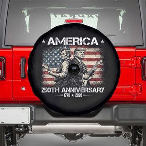 250th Anniversary Abraham Lincoln and Trump Rocking Spare Tire Cover Rock n Roll Electric Guitar Duel Patriotic 1776-2026 TS02 Black Print Your Wear