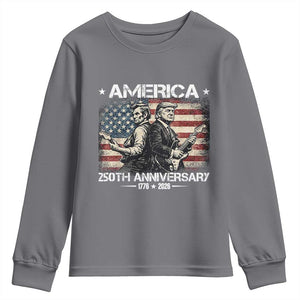 250th Anniversary Abraham Lincoln and Trump Rocking Youth Sweatshirt Rock n Roll Electric Guitar Duel Patriotic 1776-2026 TS02 Charcoal Print Your Wear