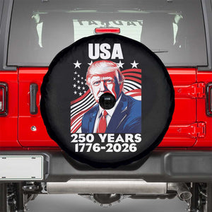 USA 250 Years 1776-2026 Trump Patriotic Portrait Spare Tire Cover American Flag Semiquincentennial Celebration TS02 Black Print Your Wear