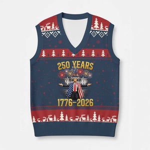 250 Years 1776-2026 Trump Daddys Home Patriotic V-Neck Knit Sweater Vest Fireworks 250th Anniversary Semiquincentennial Celebration TS02 Navy Red Print Your Wear
