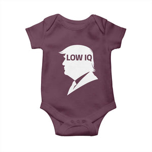 Low IQ Political Silhouette Profile Humor Baby Onesie Satirical Politics Subtle Hate TS02 Maroon Print Your Wear