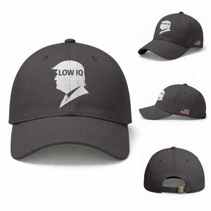Low IQ Political Silhouette Profile Humor Baseball Cap Satirical Politics Subtle Hate TS02 Baseball Cap Universal Fit Dark Gray Print Your Wear