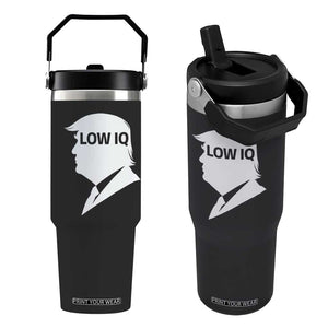 Low IQ Political Silhouette Profile Humor Flip Straw Tumbler Satirical Politics Subtle Hate TS02 One Size: 30 oz Black Print Your Wear