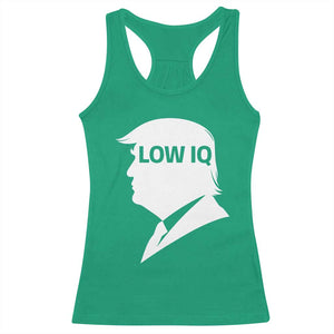 Low IQ Political Silhouette Profile Humor Racerback Tank Top Satirical Politics Subtle Hate TS02 Irish Green Print Your Wear