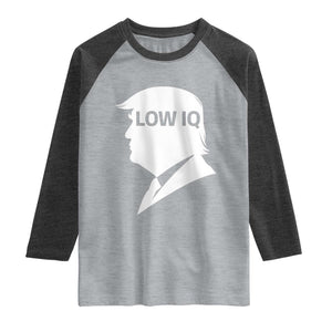 Low IQ Political Silhouette Profile Humor Raglan Shirt Satirical Politics Subtle Hate TS02 Heather Gray Heather Charcoal Print Your Wear