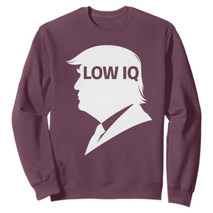 Low IQ Political Silhouette Profile Humor Sweatshirt Satirical Politics Subtle Hate TS02 Maroon Print Your Wear