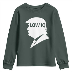 Low IQ Political Silhouette Profile Humor Youth Sweatshirt Satirical Politics Subtle Hate TS02 Dark Forest Green Print Your Wear