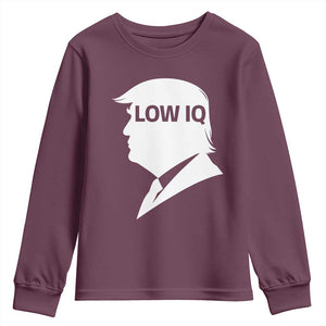 Low IQ Political Silhouette Profile Humor Youth Sweatshirt Satirical Politics Subtle Hate TS02 Maroon Print Your Wear