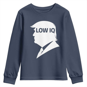 Low IQ Political Silhouette Profile Humor Youth Sweatshirt Satirical Politics Subtle Hate TS02 Navy Print Your Wear