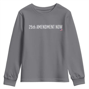 25th Amendment Now Minimalist Typography Graphic Youth Sweatshirt Political Satire Patriotic American Flag TS02 Charcoal Print Your Wear